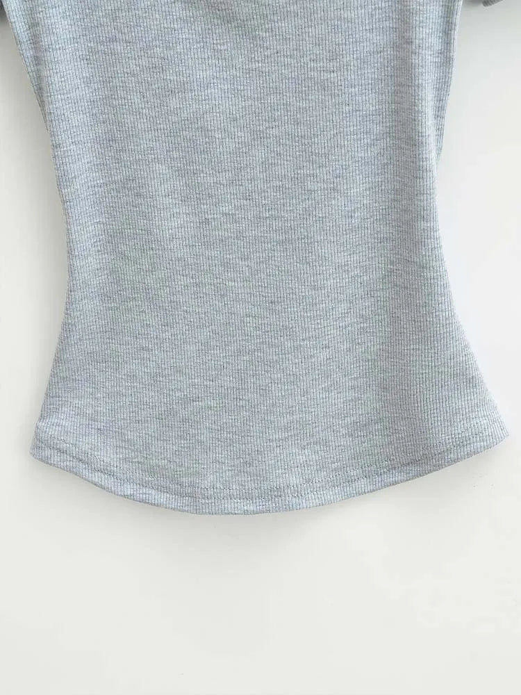 Elastic Square-Neck Crop Tee