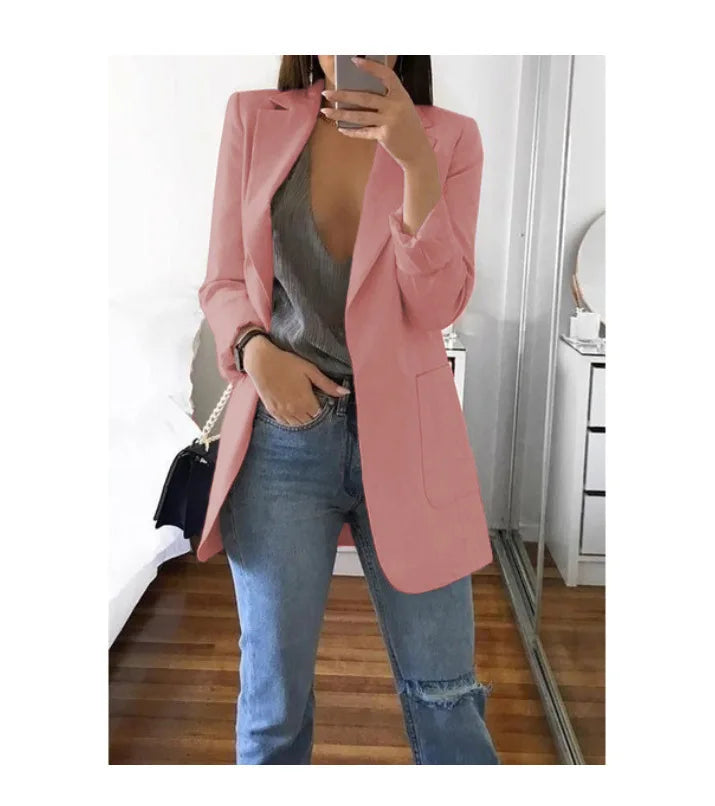 Chic Polo-Neck Cardigan Blazer