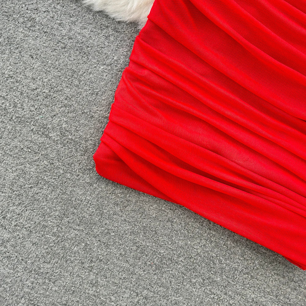 Holiday Glam Mesh Strapless Dress
