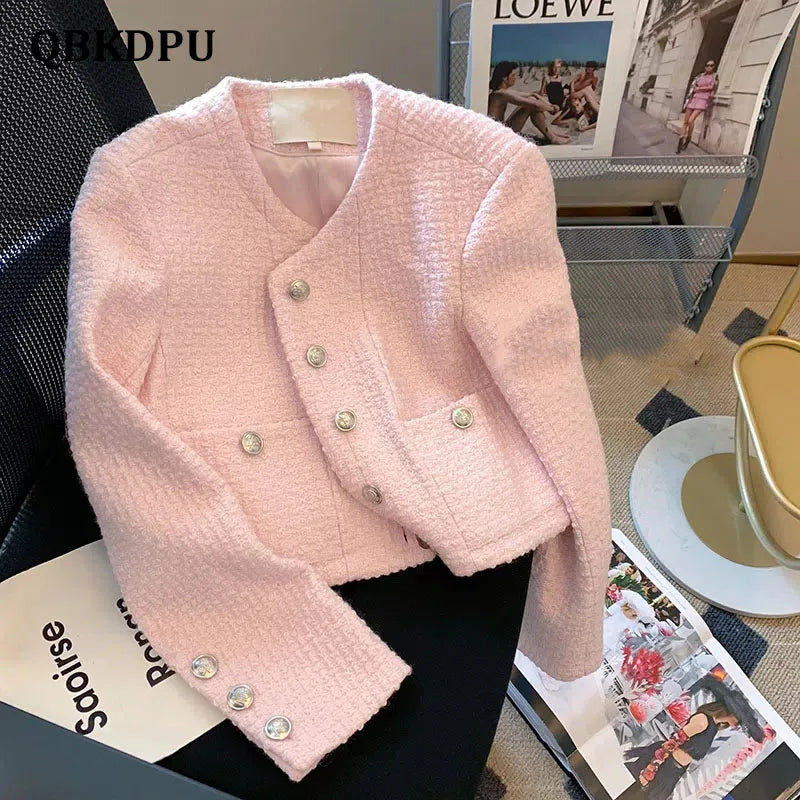 Vintage Pink Tweed Crop Jacket
