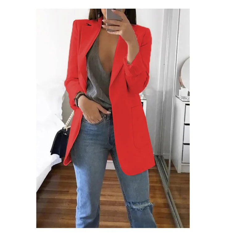 Chic Polo-Neck Cardigan Blazer