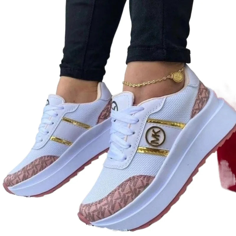 Colorblock Lace-Up Platform Sneakers