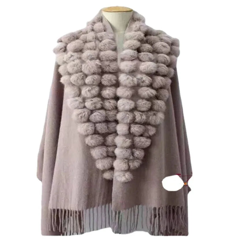 Luxury Rabbit Fur Triangle Shawl