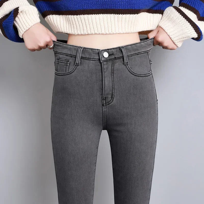 Women’s Thermal Skinny Jeans – Winter Warm Fleece Denim