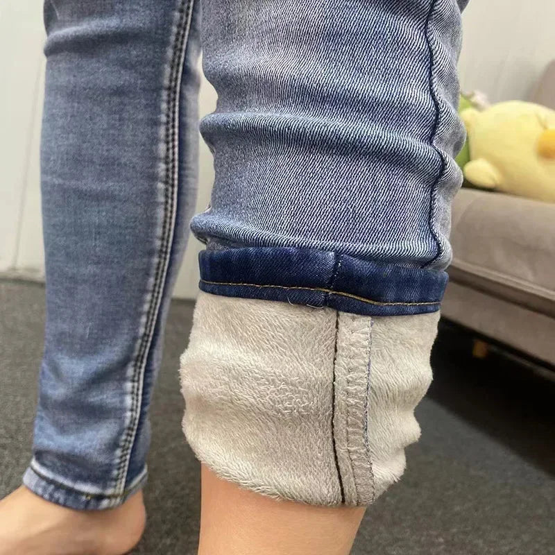 Women’s Thermal Skinny Jeans – Winter Warm Fleece Denim