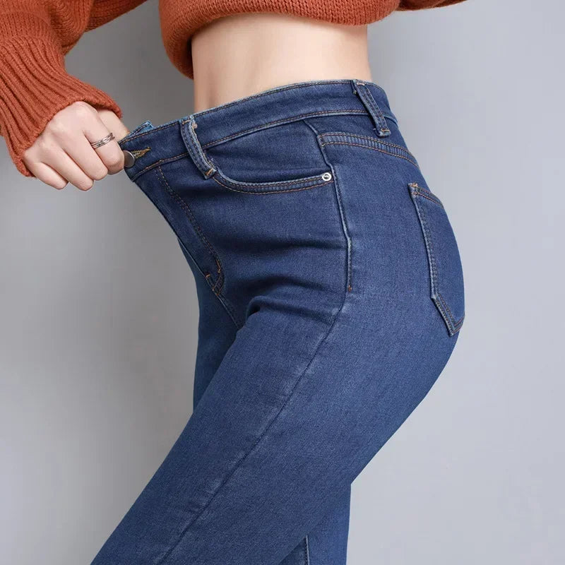 Women’s Thermal Skinny Jeans – Winter Warm Fleece Denim