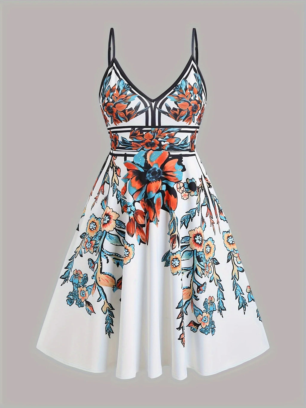 Floral Tranquility Plus-Size Sling Dress