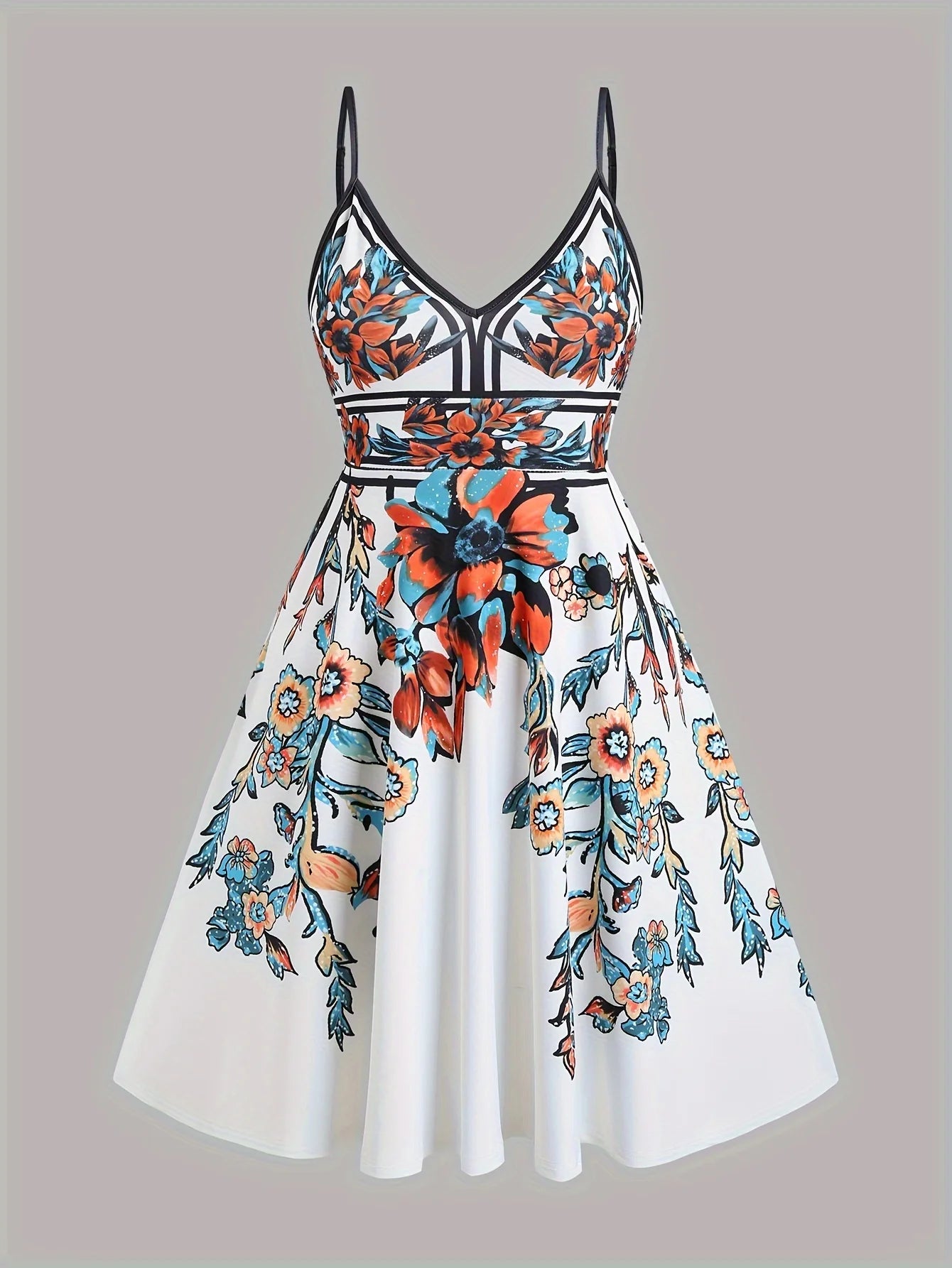 Floral Tranquility Plus-Size Sling Dress