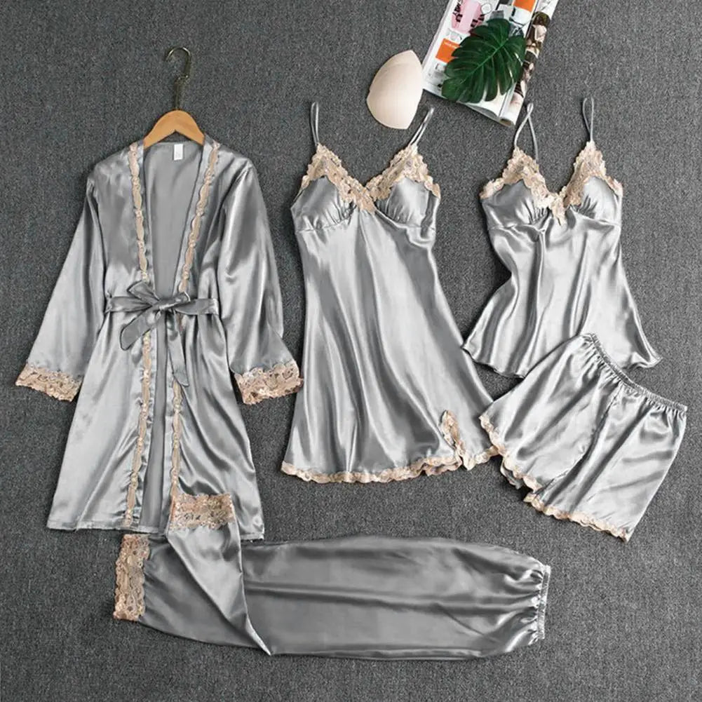 Lace & Satin Silk Sleepwear Set