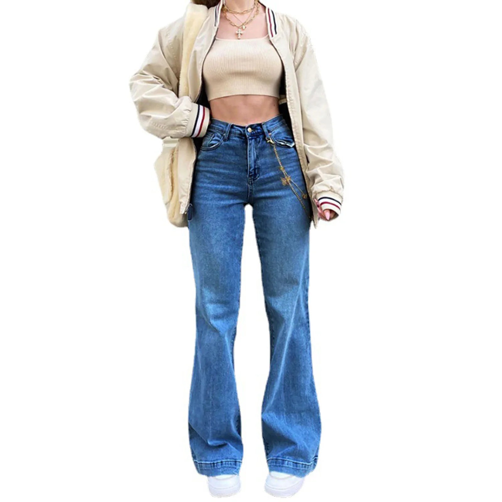 High-Waist Flared Denim Jeans