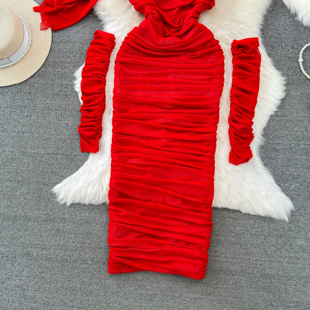 Holiday Glam Mesh Strapless Dress