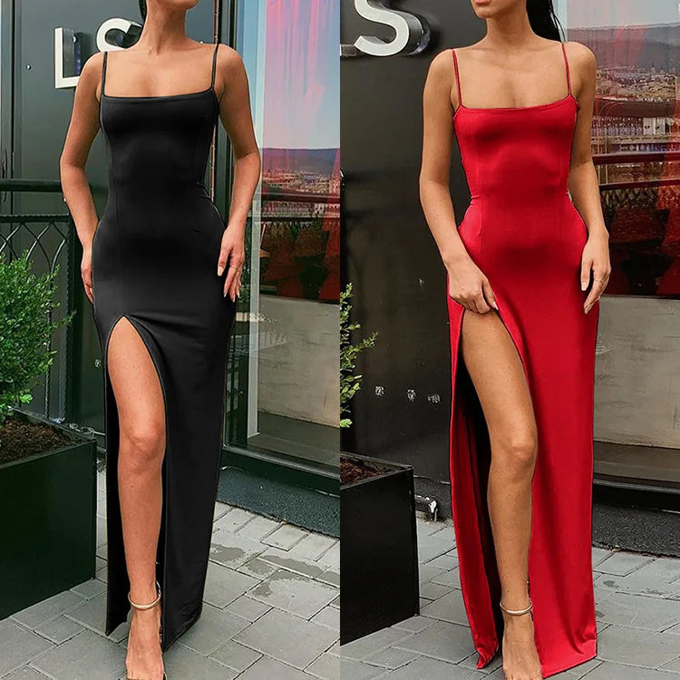 Red Elegance Lace-Up Bodycon Midi Dress