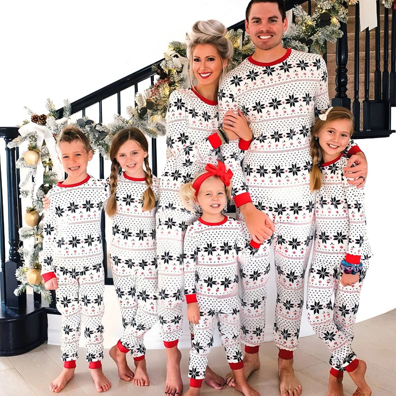 Mom & Daughter Retro Print Christmas Pajama Set