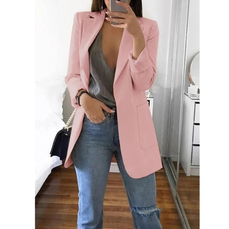 Chic Polo-Neck Cardigan Blazer