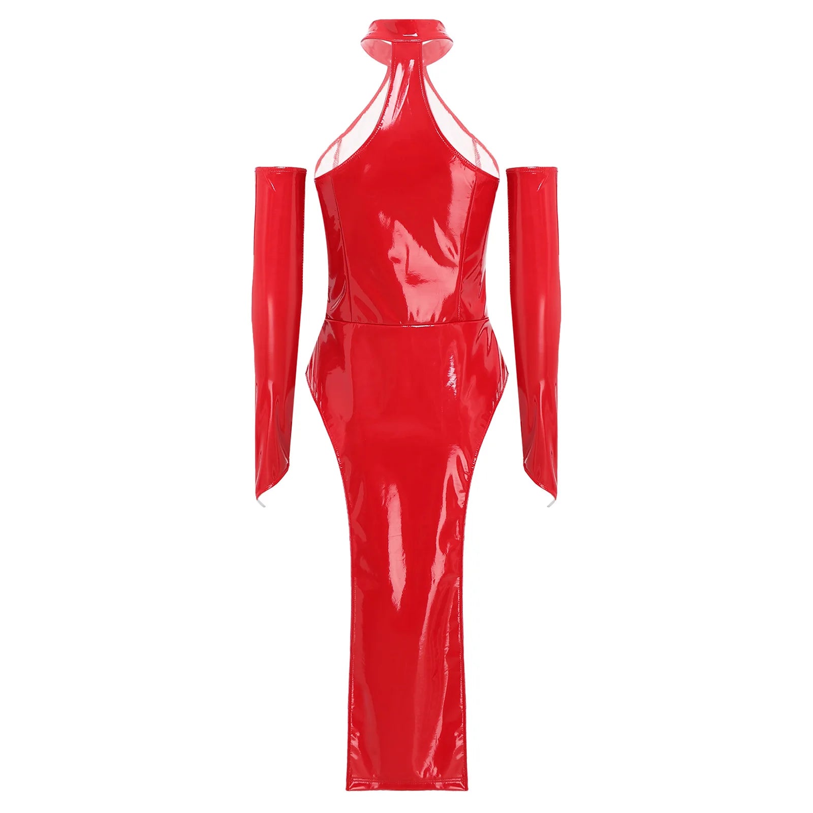 Moggemol Shiny Leather Halter Dress