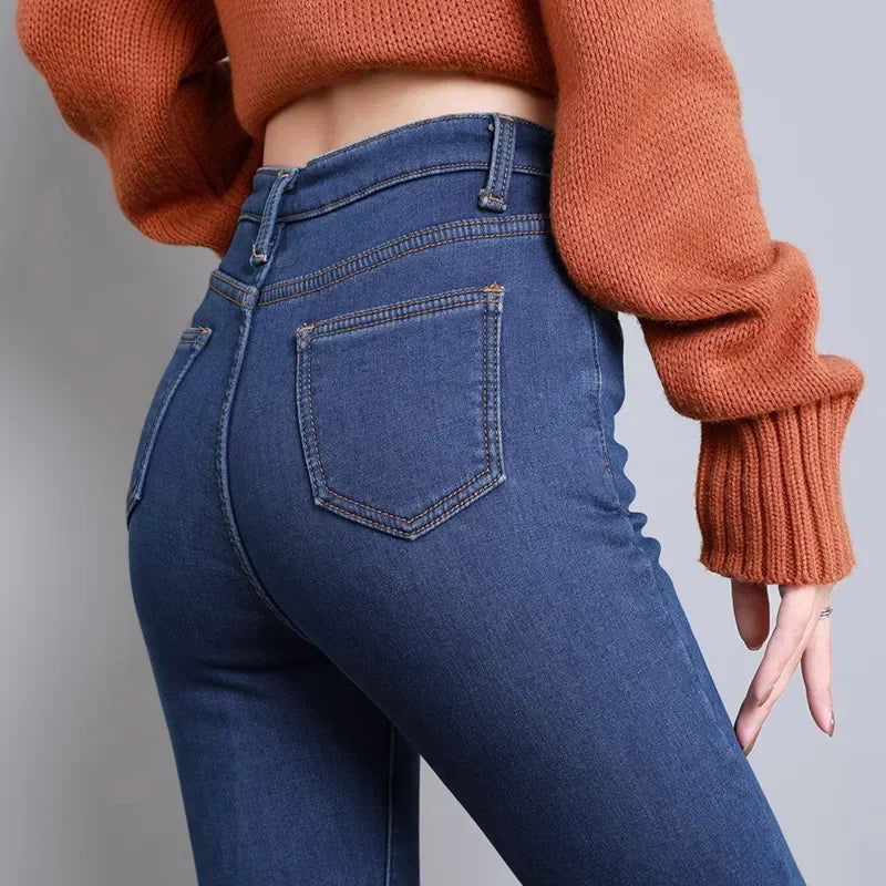Women’s Thermal Skinny Jeans – Winter Warm Fleece Denim
