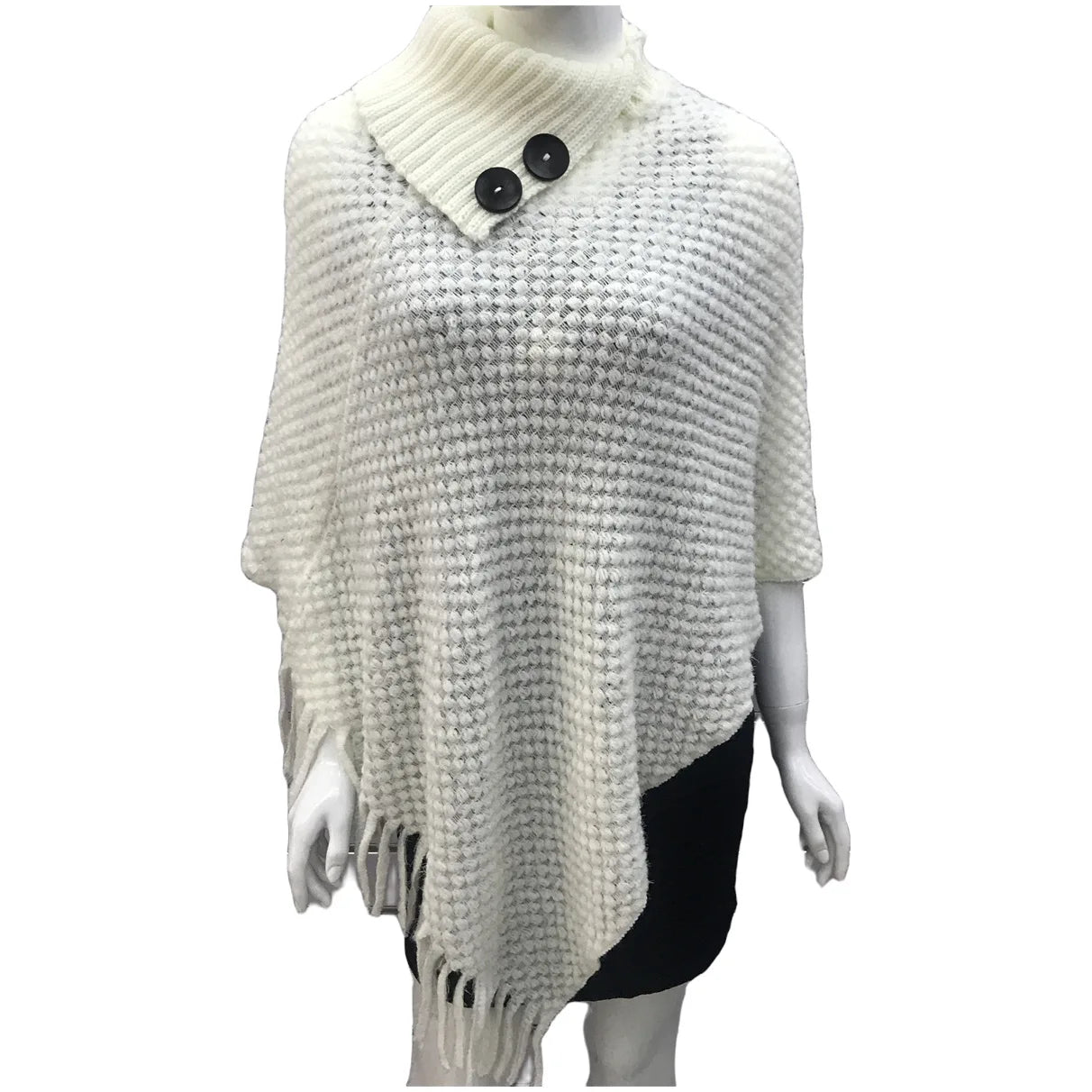 Boho Fringe Knit Cape