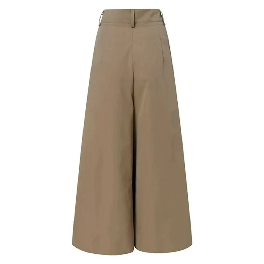 Cotton-Linen Flared Palazzo Trousers