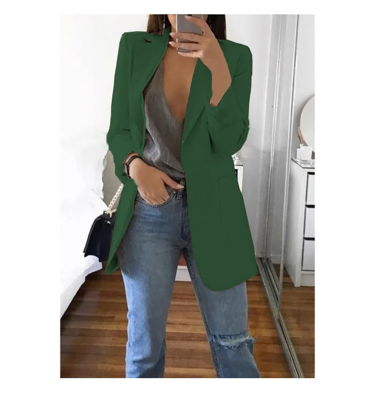 Chic Polo-Neck Cardigan Blazer