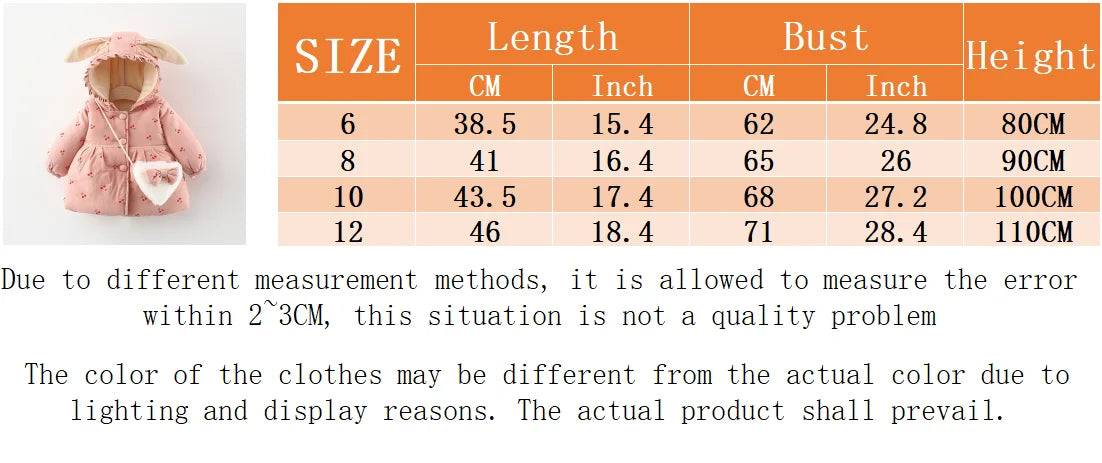 Bunny Hood Floral Winter Jacket for Toddlers