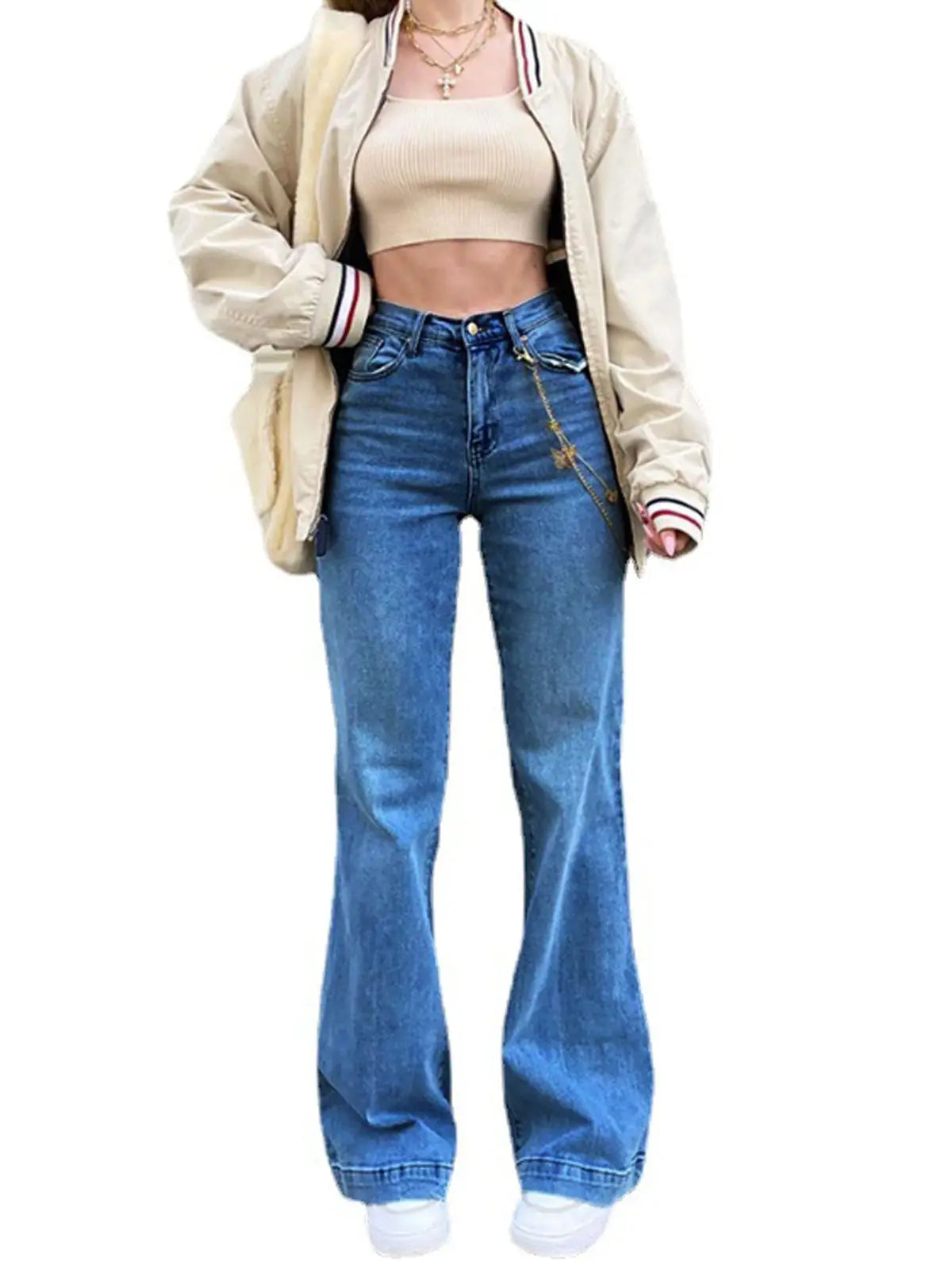 High-Waist Flared Denim Jeans