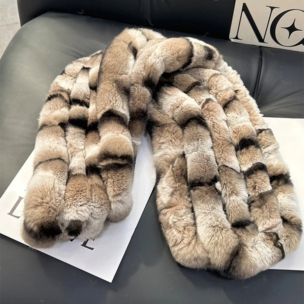 Rex Rabbit Long Knitted Fur Scarf