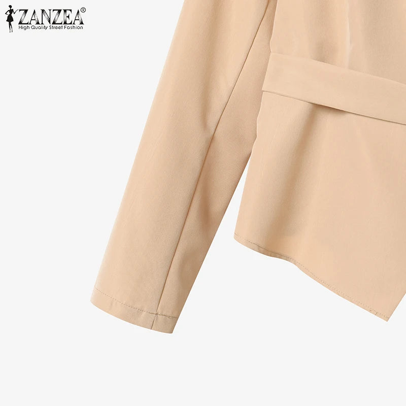 ZANZEA Women’s Belted Blazer & Wide-Leg Pant Set