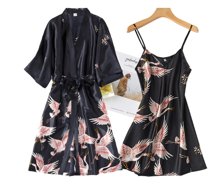 Silky 2PC V-Neck Nightwear Set