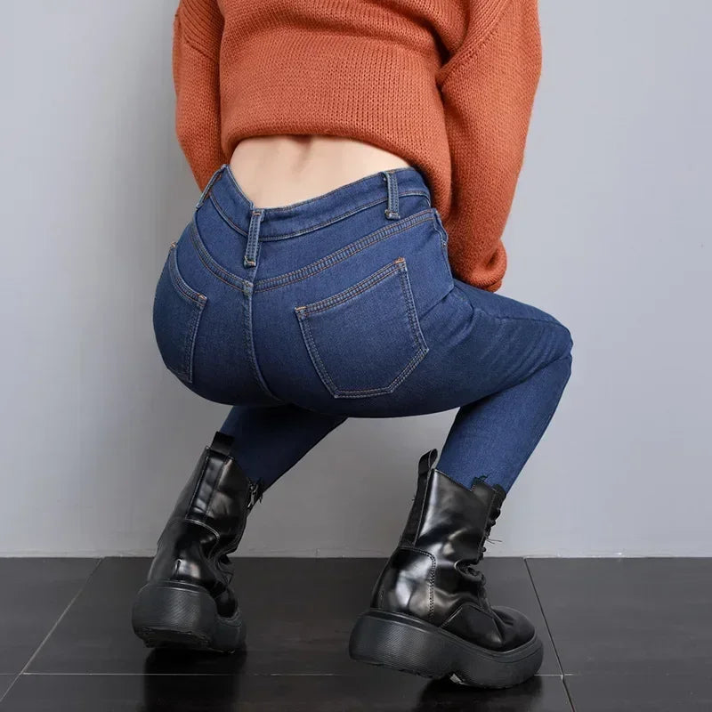 Women’s Thermal Skinny Jeans – Winter Warm Fleece Denim