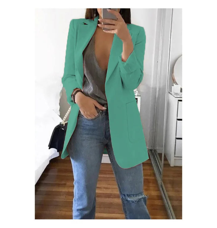 Chic Polo-Neck Cardigan Blazer
