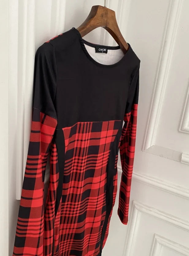 Festive Plaid Mini Dress