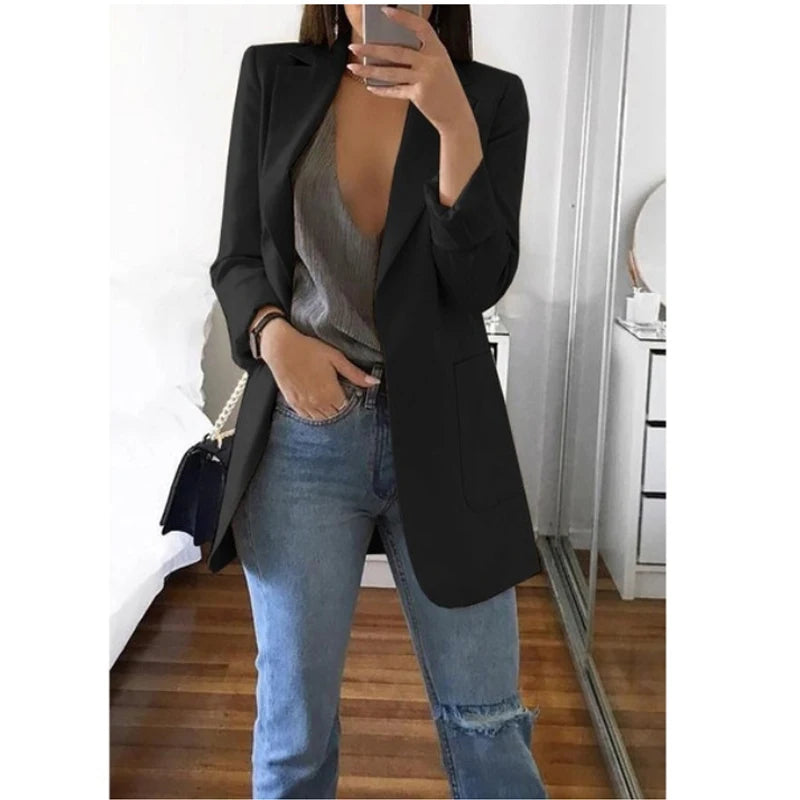 Chic Polo-Neck Cardigan Blazer