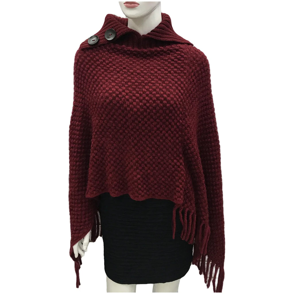 Boho Fringe Knit Cape