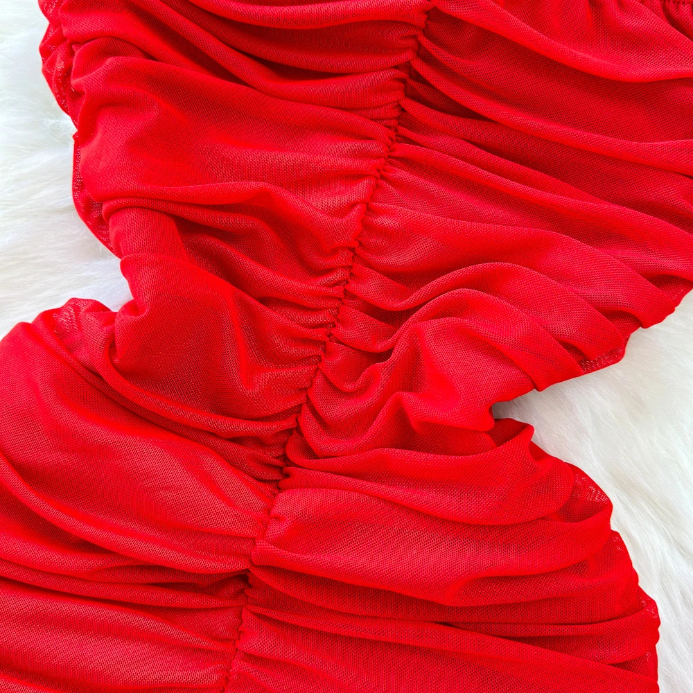 Holiday Glam Mesh Strapless Dress