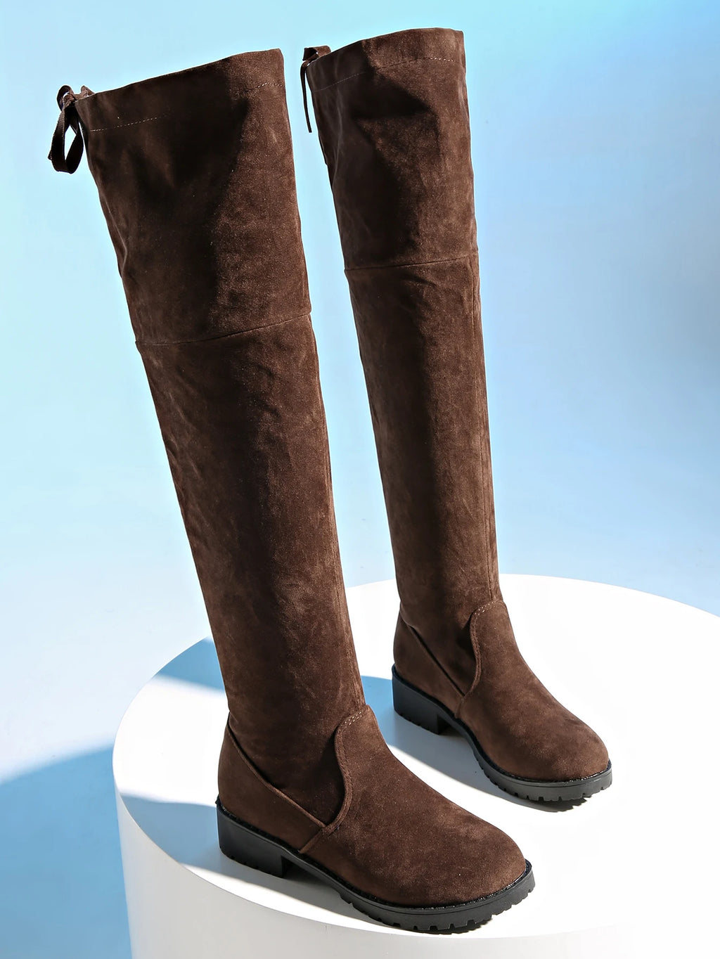 Warm Suede Over-Knee Lace-Up Boots