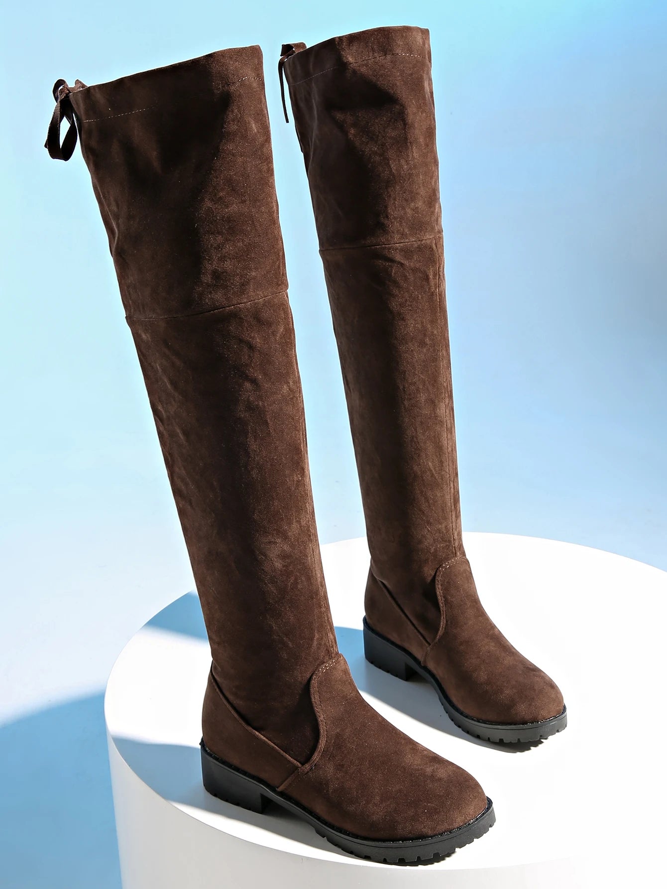 Warm Suede Over-Knee Lace-Up Boots