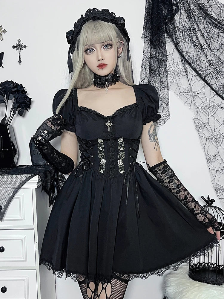 Midnight Lace Gothic Corset Dress