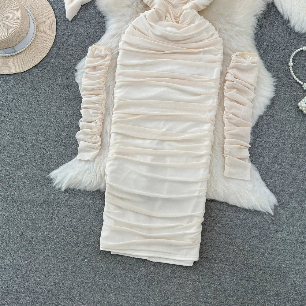 Holiday Glam Mesh Strapless Dress