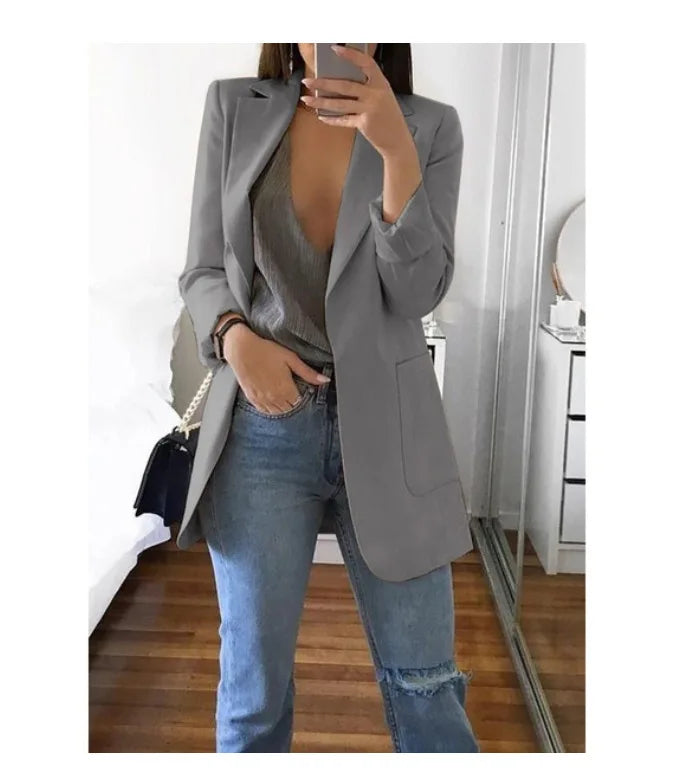 Chic Polo-Neck Cardigan Blazer