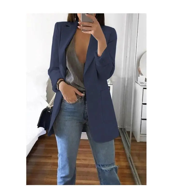 Chic Polo-Neck Cardigan Blazer