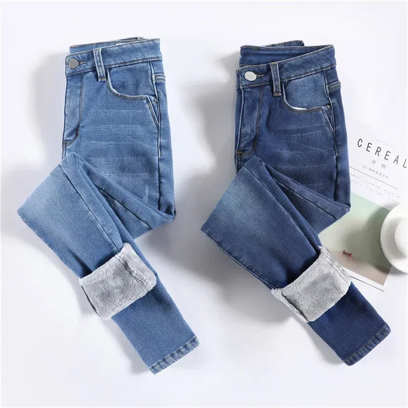 Women’s Thermal Skinny Jeans – Winter Warm Fleece Denim