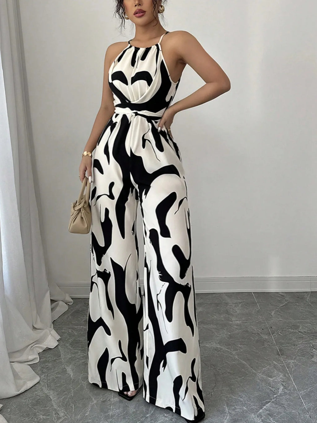 Retro Charm Halter Jumpsuit