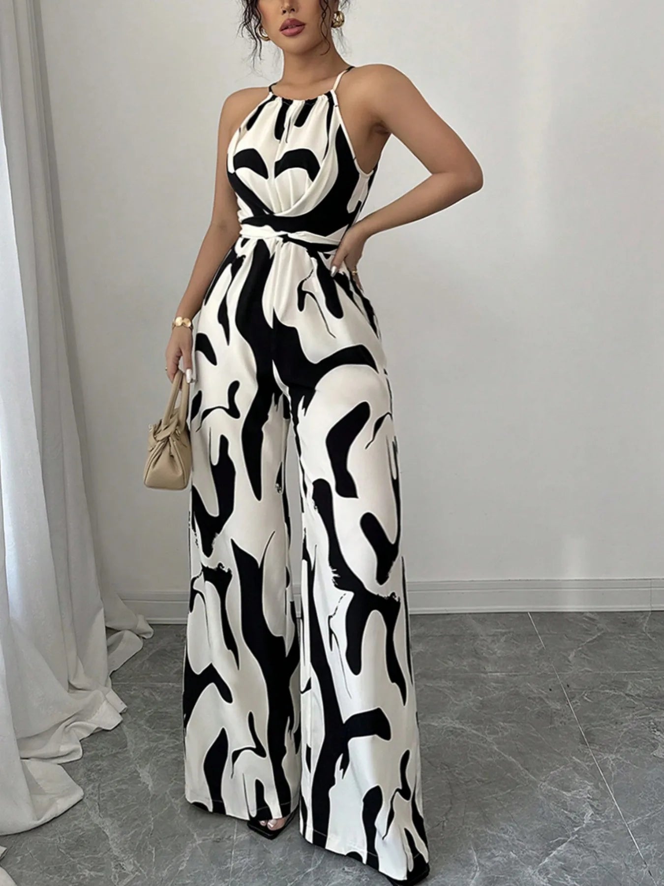 Retro Charm Halter Jumpsuit