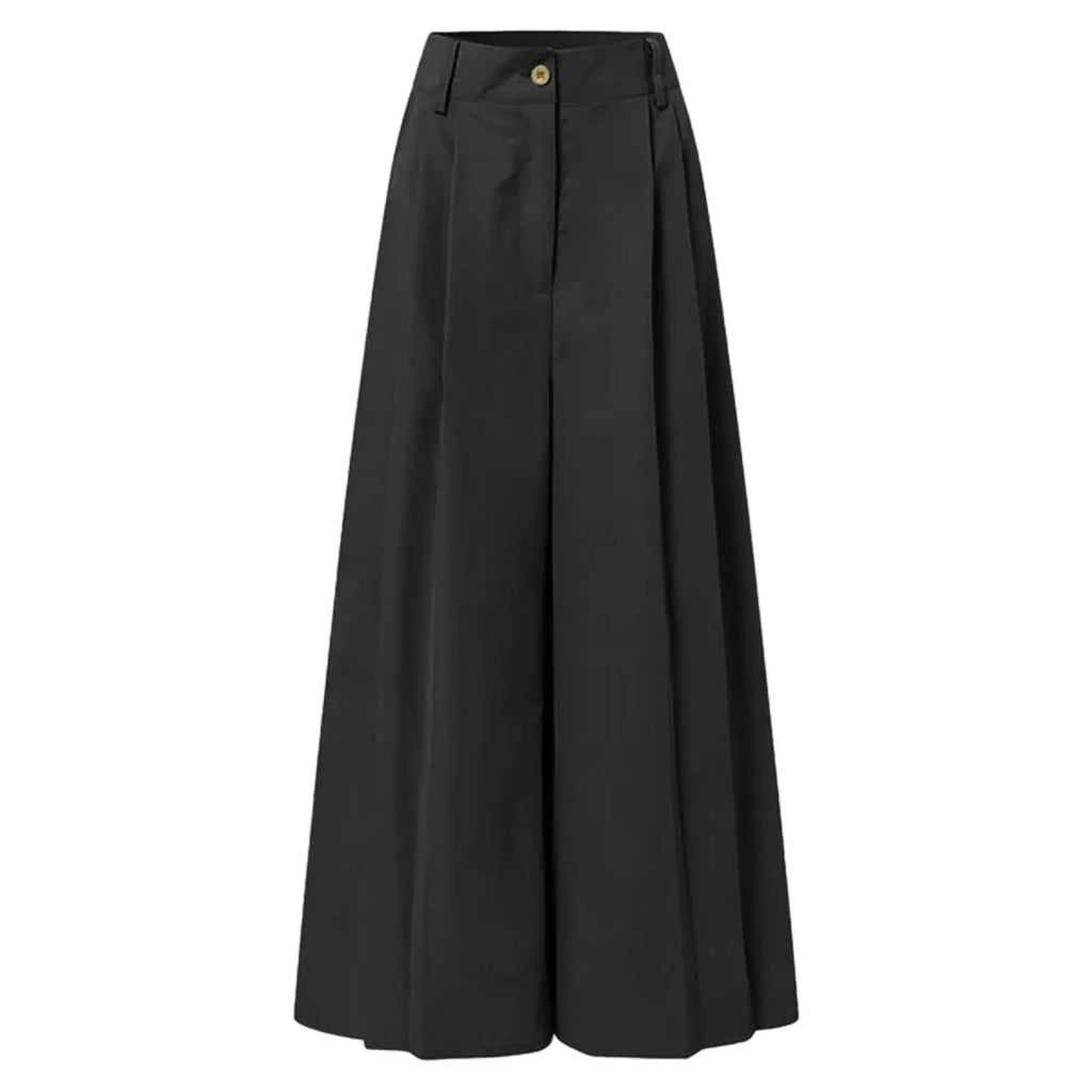 Cotton-Linen Flared Palazzo Trousers