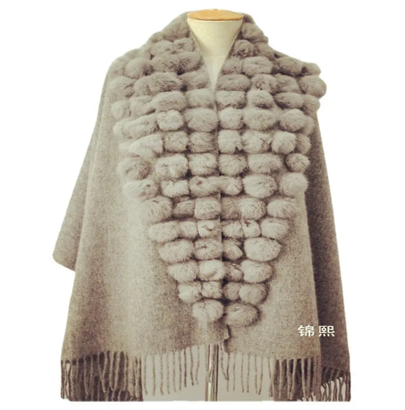 Luxury Rabbit Fur Triangle Shawl
