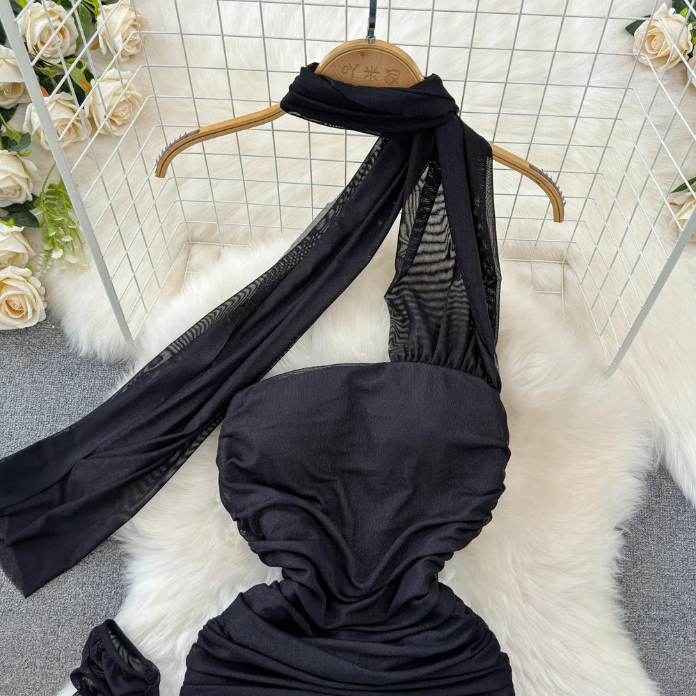 Holiday Glam Mesh Strapless Dress