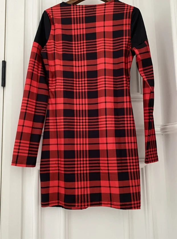 Festive Plaid Mini Dress