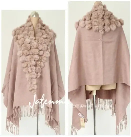 Luxury Rabbit Fur Triangle Shawl