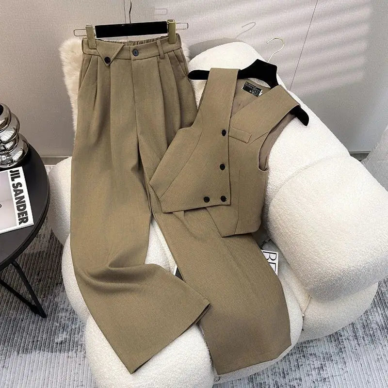 Elegant Wide-Leg Pants & Vest Set