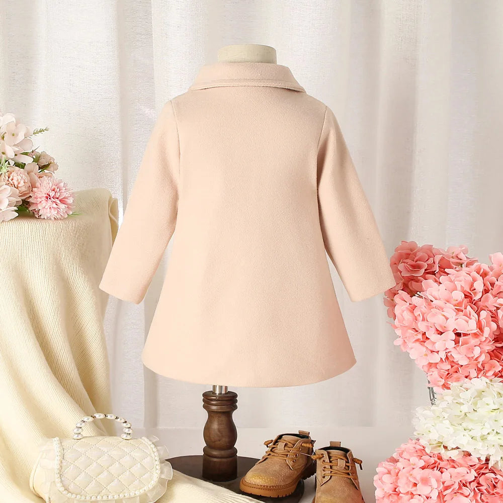 Cozy Bow-Button Cotton Coat for Baby Girls